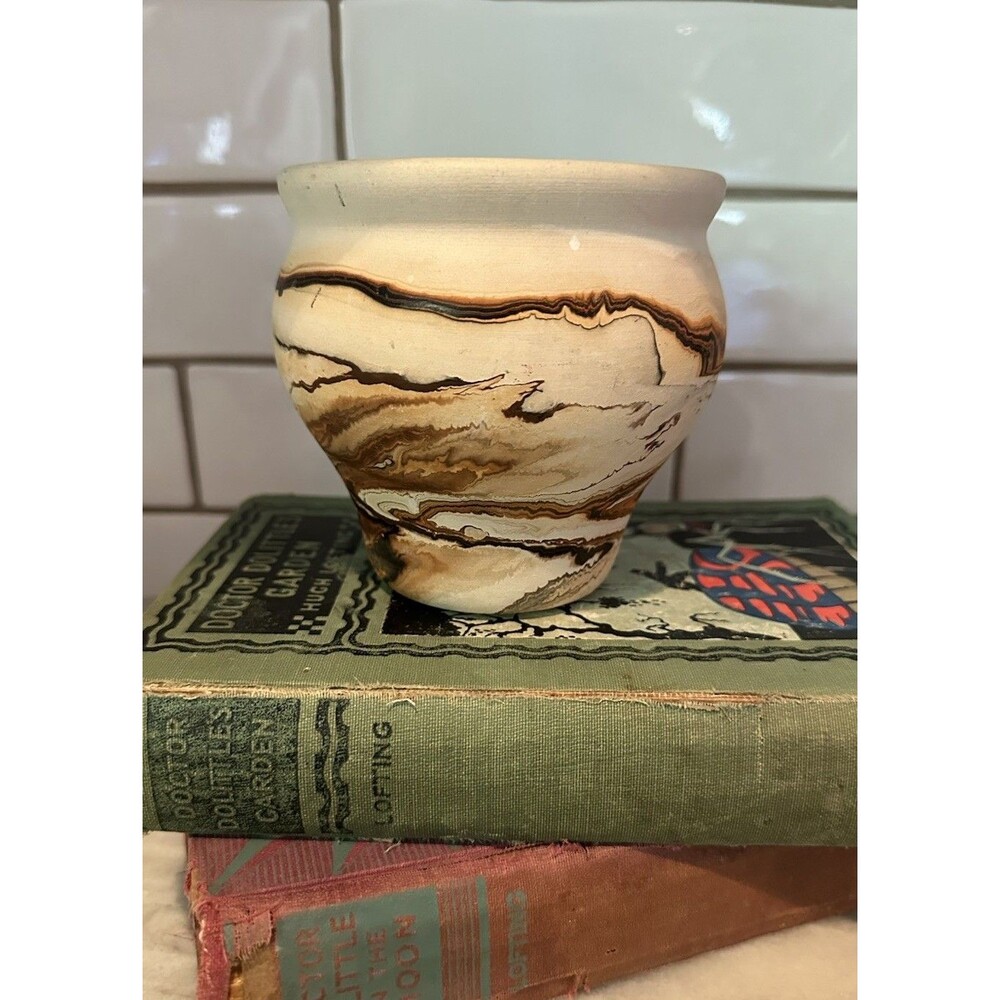 Nemadji Pottery Red Swirl Vase 12”Tall Multi Color Brown Swirls Western Decor
